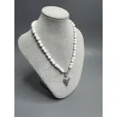 ​Колье из натурального белого агата и гематита