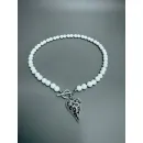 ​Колье из натурального белого агата и гематита