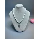 ​Колье из натурального белого агата и гематита