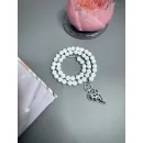 ​Колье из натурального белого агата и гематита