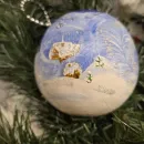 Новогодний шар-шкатулка "Снежная кошка"