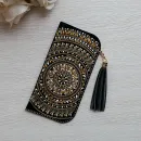 Чехол для очков из натуральной кожи с кистью "Гармония в золоте"