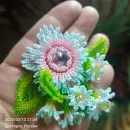 Брошь из японского бисера и страз" Рассвет в июне "