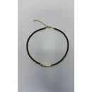 Чокер из и жемчуга майорка цвета шоколад, золотой металлической вставкой и розовой жемчужиной