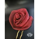 Шпилька с цветочным декором в технике канзаши, органза, бордовый цвет