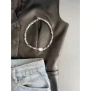 Чокер из гематита с крупной барочной жемчужиной