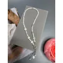 Колье из натурального перламутра и гематита