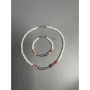 Комплект украшений Чокер из натурального перламутра и родонита и браслет