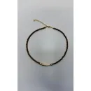 Чокер из и жемчуга майорка цвета шоколад, золотой металлической вставкой и розовой жемчужиной