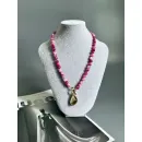 Колье из натурального арбузного кварца с крупным кулоном