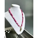 Колье из натурального арбузного кварца с крупным кулоном