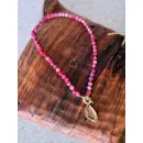 Колье из натурального арбузного кварца с крупным кулоном