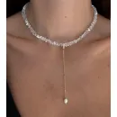 Комплект украшений из ювелирного стекла с отливом и натуральным жемчугом