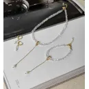 Комплект украшений из ювелирного стекла с отливом и натуральным жемчугом