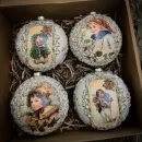 Набор елочных винтажных шаров ручной работы. Декупаж .