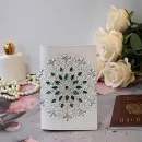 Обложка для паспорта из натуральной кожи белая с зелеными стразами