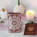 Обложка на паспорт из натуральной кожи "Снежные рубины"