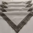 Льняная салфетка 35х35 см с кружевом по краю. Ручное крой. В наличии. Комплект 4 шт.