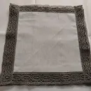 Льняная салфетка 35х35 см с кружевом по краю. Ручное крой. В наличии. Комплект 4 шт.