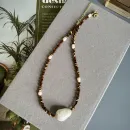 Чокер из алмазного стекла с крупной жемчужиной майорка и натуральным культивированным речным жемчугом