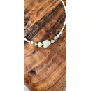 Колье с крупным необработанным флюоритом и перламутром