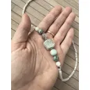 Колье с крупным необработанным флюоритом и перламутром