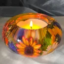 Большой подсвечник с цветами для чайной свечи