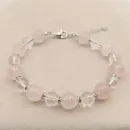 Браслет с розовым кварцем и горным хрусталем