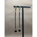 Серьги гагат на стразовой цепочке