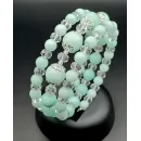 Браслет многорядный амазонит и горный хрусталь