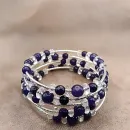 Браслет многорядный аметист, горный хрустать