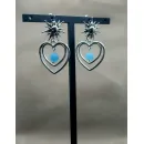 Серьги в форме сердца с аквамарином