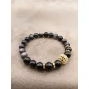 Браслет с обсидианом и гагатом