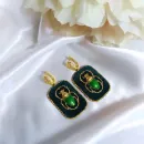 Серьги бархатные с жуком скарабеем