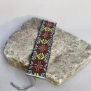 Браслет- манжета этнический с солярным символом, из бисера