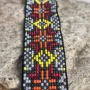 Браслет- манжета этнический с солярным символом, из бисера