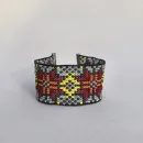 Браслет- манжета этнический с солярным символом, из бисера