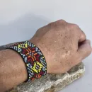 Браслет- манжета этнический с солярным символом, из бисера