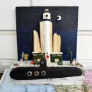 Ключница вешалка с подводной лодкой и маяком "Секретная база ВМФ"