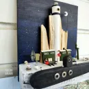 Ключница вешалка с подводной лодкой и маяком "Секретная база ВМФ"