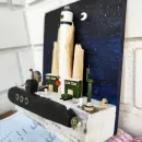 Ключница вешалка с подводной лодкой и маяком "Секретная база ВМФ"