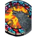 Тафтинговый ковёр - волк на витражном фоне