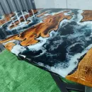 СТОЛ ОВАЛЬНЫЙ ИЗ МАССИВА ДУБА И ЭПОКСИДНОЙ СМОЛЫ РЕКА Стол овальный из массива дуба и эпоксидной смолы река