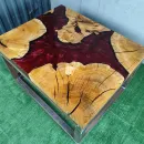 Стол из спила карагача и эпоксидной смолы Гранатовый браслет река