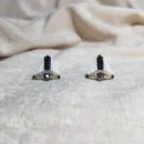 Серьги пусеты и жемчугом и биконусами Сваровски