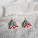 Серьги с жемчугом, биконусами. ронделями