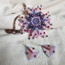 Брошь-орден-подвеска и Серьги "Жемчужная роза"