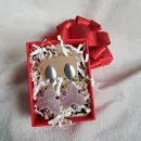 Серьги с жемчугом, биконусами. ронделями