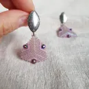 Серьги с жемчугом, биконусами. ронделями