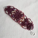 Комплект: Браслет и серьги "Вишня на креме" фриволите